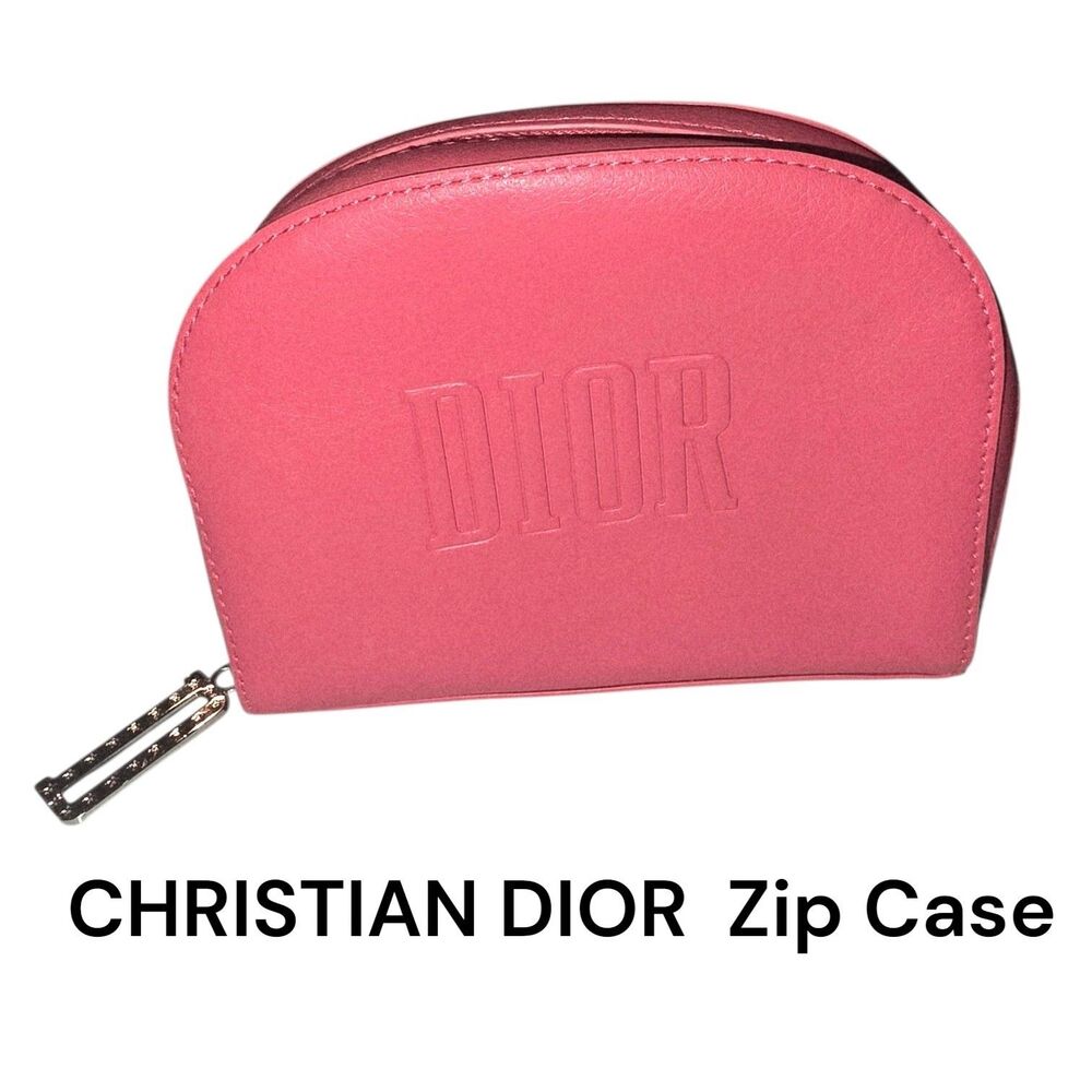 Christian Dior NWOT Travel Makeup Medicine Jewelry Pouch Case Coral 7”L x 5”H